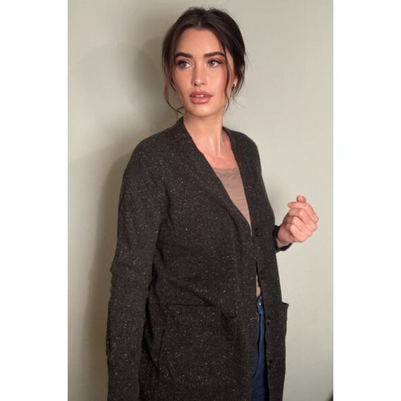 COS Cardigan Black Speckled Wool Blend Hipster Dad Vibes Sz Mens S Womens M/L - Picture 2 of 7